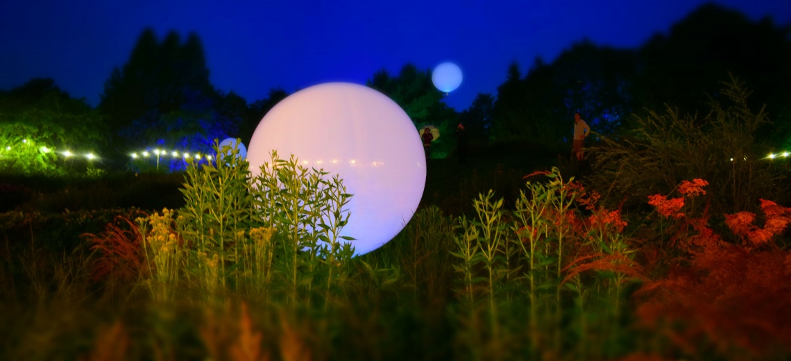 Weather balloons in a green scene