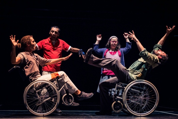 A group of disabled dancers dancers performing O Aqui