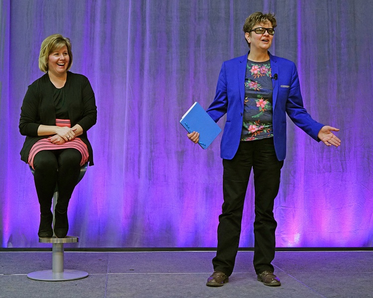 Julie McNamara presenting a keynote speech