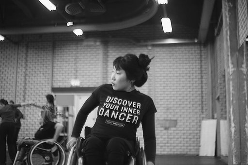South Korean dancer, Yesol Kim, now based in Sweden glides through the dance studio in her wheelchair