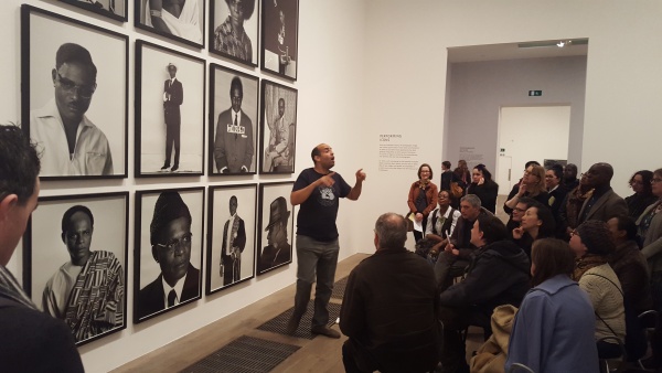 Photograph of Martin Glover, Tate Modern's BSL Guide, delivering a BSL tour