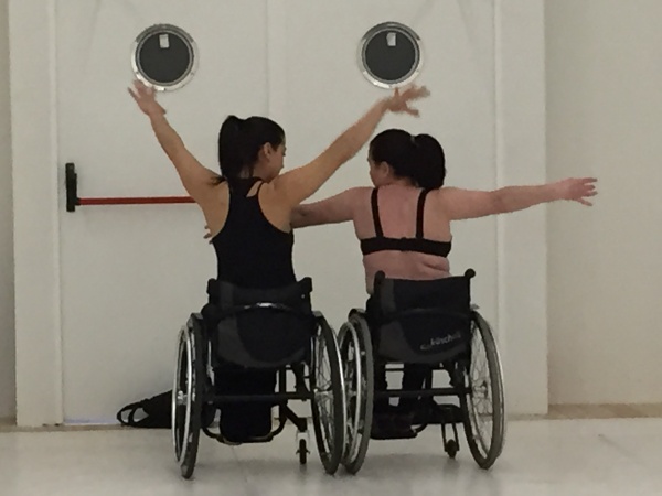 Two female dancers pose during the workshop