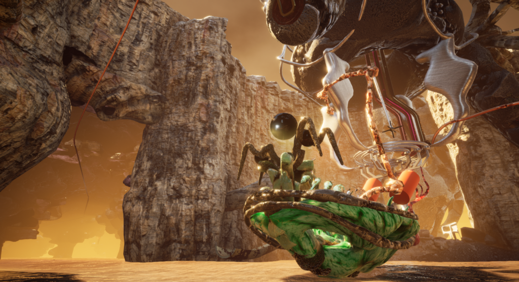 CGI image of a sci-fi style landscape designed by the artist.