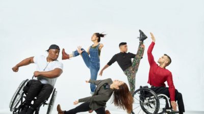 5 disabled dancers each hold a varying pose