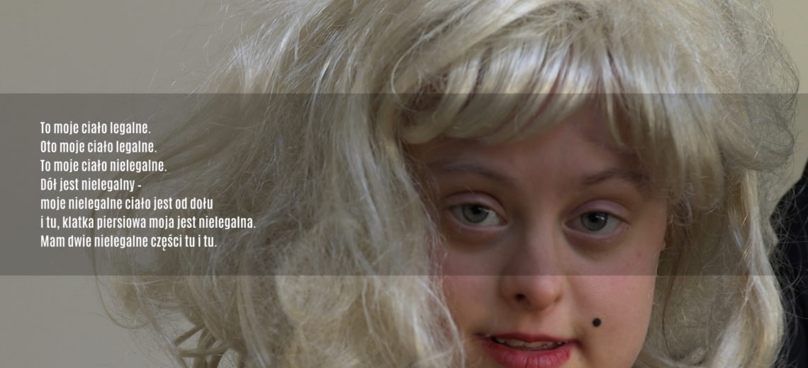 Actresses with Down syndrome: Maja Kowalczyk and Aleksandra Skotarek play the role of Marilyn Monroe. This American icon of pop culture is still perceived as a symbol of femininity, liberated sexuality and one of the most recognizable and appreciated actresses in the world. The artists enter into a game with the figure of Monroe. In their artistic work they explore how the disabled body is perceived in society and they confront taboos about disability.  performed by: Maja Kowalczyk, Aleksandra Skotarek screenplay: based on texts by Maja Kowalczyk and Aleksandra Skotarek inspired by Marilyn Monroe’s diary directors: Justyna Wielgus, Justyna Lipko-Konieczna costumes: Wisła Nicieja cinematography: Wojciech Kaniewski, Ania Hatłas editing, subtitles: Wojciech Kaniewski  The performance “Body to Body with Marilyn” was commissioned by Saša Asentić within the project “DIS- is not included”. The event was funded by the Department for Culture and Europe of the Senate of the City of Berlin. It premiered in February 2021 at Sophiensæle in Berlin.